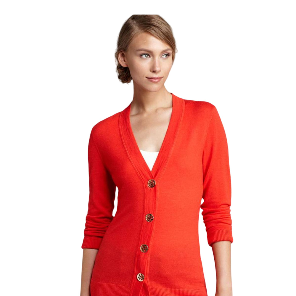 Tory Burch Simone Cardigan Sweater Paprika XS